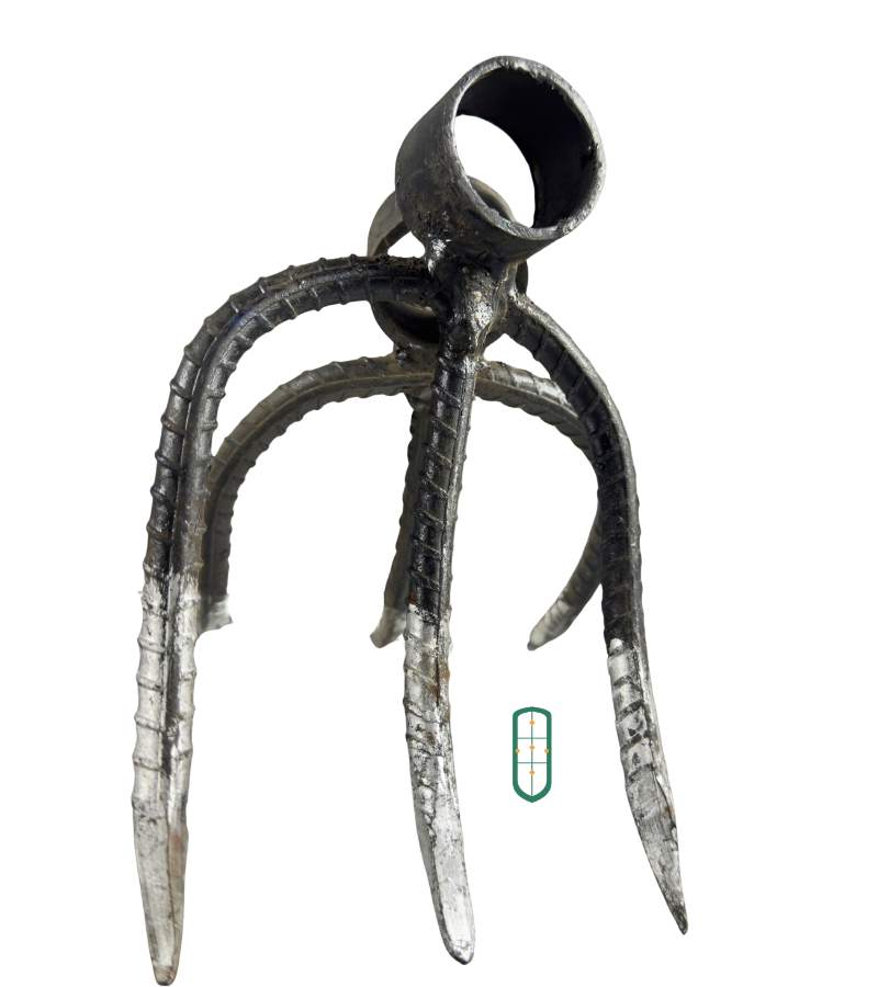 Fork jembe angled view showing tine detail and socket construction, Juakali Kenya