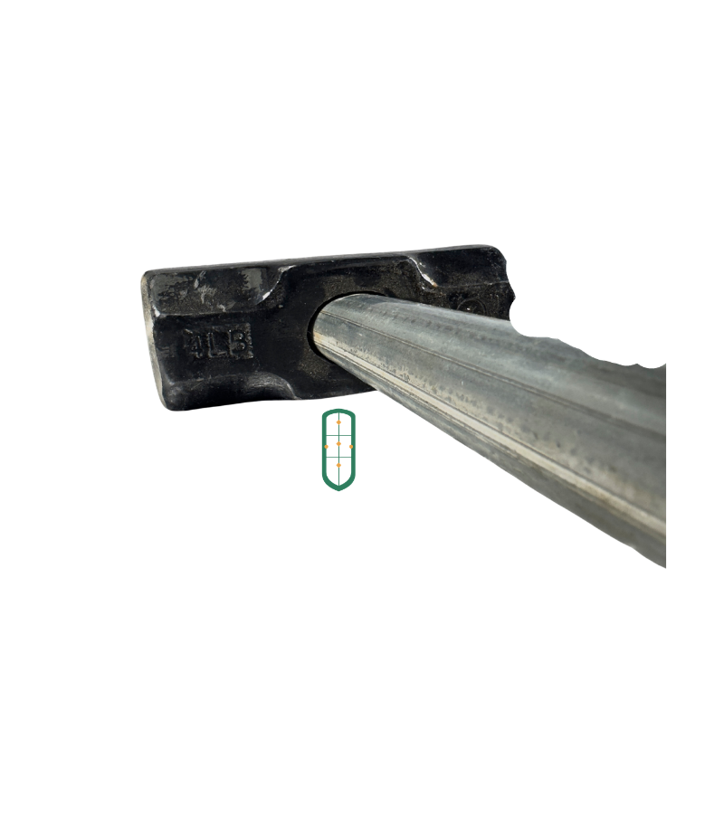 4LB sledgehammer side view showing cast iron head and handle construction, Kenya