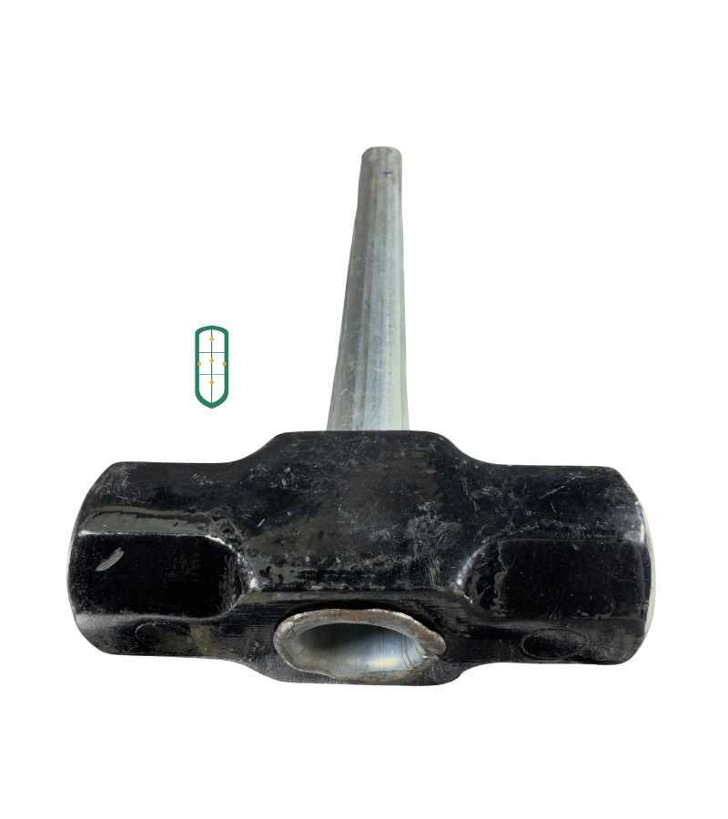 6LB sledgehammer front view showing wide cylindrical cast iron head and steel handle, heavy duty Kenya